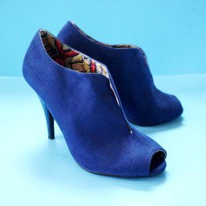 Royal Blue Peep-Toe Ankle Booties - Size 7.5 Women's
